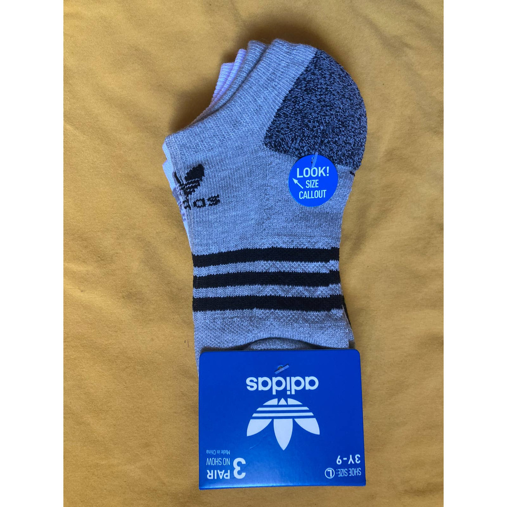 Adidas Roller  No-Show  Socks 3 Pairs  Youth (kids)Originals  Size Large - Picture 2 of 6